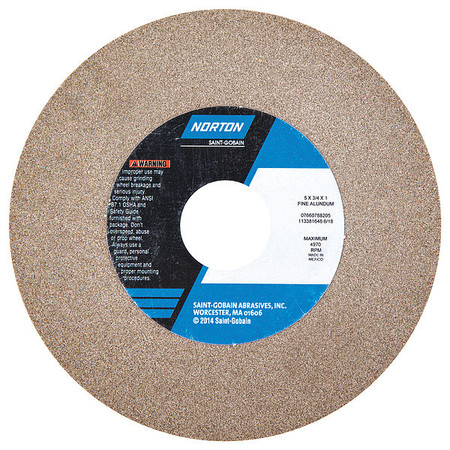 Norton Abrasives Grinding Wheel, 5in.Dia, AO, 100/120G, Brown 07660788205