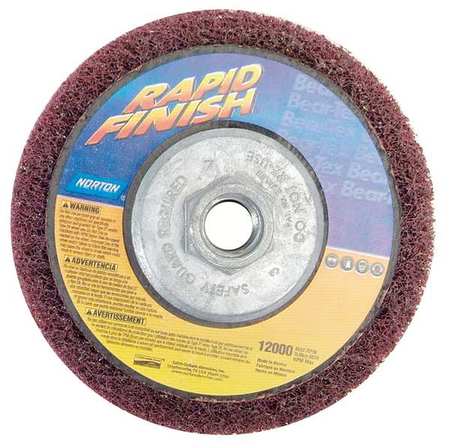 Norton Abrasives Depressed Center Wheels, Type 27, 4 1/2 in Dia, 0.5 in Thick, 5/8"-11 Arbor Hole Size 66261023949