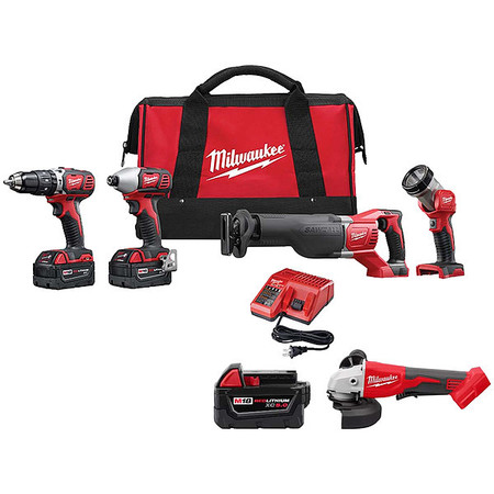MILWAUKEE TOOL Combo Kit, Battery and Grinder, 18 V 2696-24, 48-11-1850, 2686-20