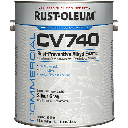 RUST-OLEUM Interior/Exterior Paint, Glossy, Oil Base, Silver Gray, 1 gal 261956