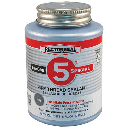 Rectorseal Pipe Thread Sealant 9.6 fl oz, Brush-Top Can, No. 5 Low Odor, Gray, Paste 26551