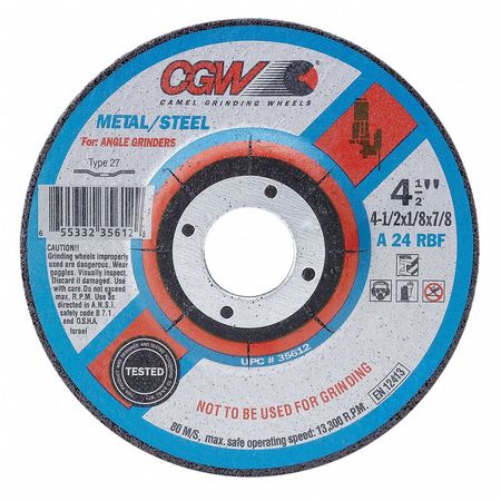 CGW ABRASIVES Depressed Ctr Whl, 9x1/8x7/8, T27 35648