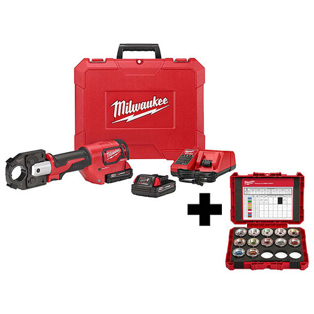 MILWAUKEE TOOL Battery Operated Crimping Tool Kit, 18.0V 2679-22, 49-16-KITA