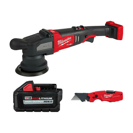 MILWAUKEE TOOL M18 Polisher + M18 XC6.0 Battery + Knife 2684-20, 48-11-1865, 48-22-1505