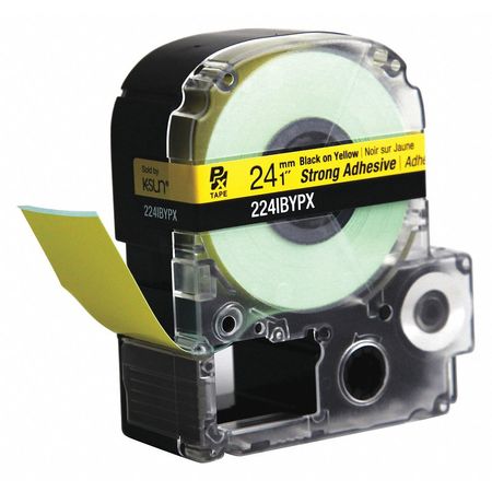 LABELWORKS PX Blk Ink/Yellow Tape, Strong Adhesive, 1" W 224IBYPX