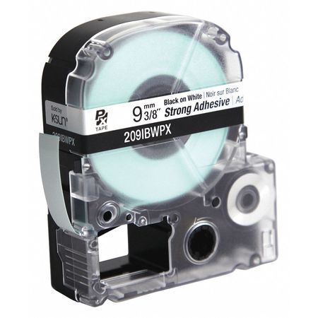 LABELWORKS PX Label Tape, Blk/White, Strng Adhesive, 3/8" 209IBWPX