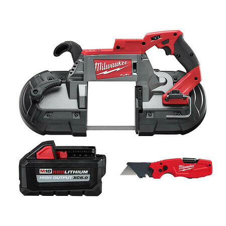 MILWAUKEE TOOL M18 FUEL Bandsaw + XC6.0 Battery + Knife 2729-20, 48-11-1865, 48-22-1505