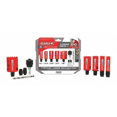 Diablo Carbide Gnrl Purpose Hole Saw Set, 9 pcs. DHS09SGPCT