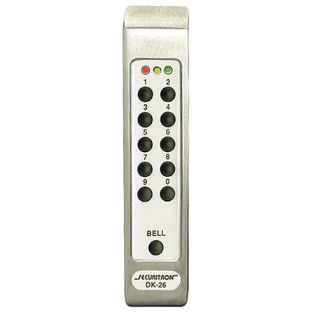 SECURITRON Digital Keypad Pad, DK-26, Satin Stainless DK-26PSS