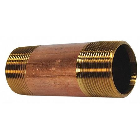 JONES STEPHENS Red Brass Pipe Nipple, Lead Free, 2"x4" N29006