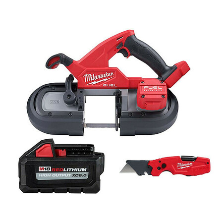 MILWAUKEE TOOL M18 FUEL Bandsaw + XC6.0 Battery + Knife 2829S-20, 48-11-1865, 48-22-1505