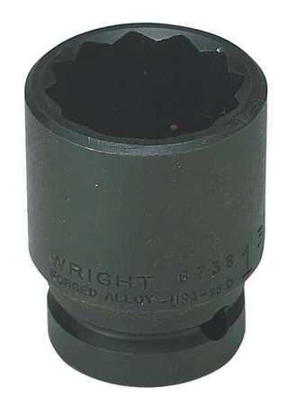 WRIGHT TOOL 3/4 in Drive Impact Socket 55 mm Size, Standard Socket, black oxide 67H-55MM
