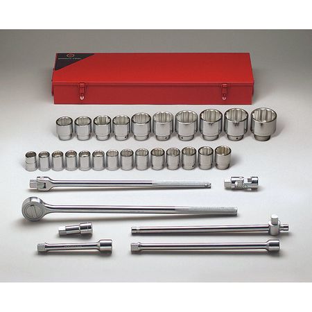 Wright Tool 3/4" Drive Standard Socket Set SAE 31 Pieces 7/8 in to 2 3/8 in , Chrome 631