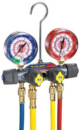 Yellow Jacket Mechanical Manifold Gauge Set, 4-Valve 49960