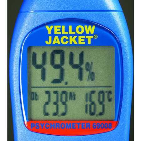 YELLOW JACKET Temp/Humdty Meter, 0 to 100 Rel Hum Rnge 69008