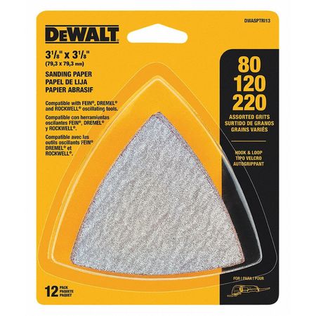 Dewalt Hook & Loop Triangle Sandpaper Assorted - 12 PK DWASPTRI3