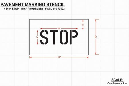 Rae Pavement Stencil, Stop, 4 in STL-116-70403