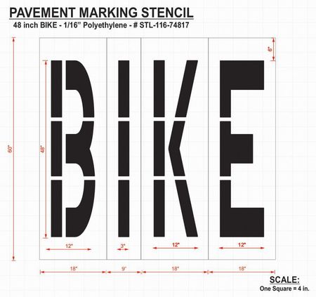 Rae Pavement Stencil, Bike, 48 in STL-116-74817