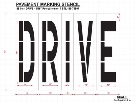 Rae Pavement Stencil, Drive, 48 in STL-116-74807