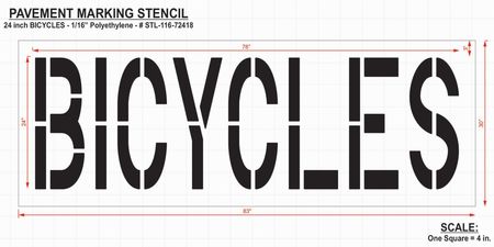 Rae Pavement Stencil, Bicycles, 24 in STL-116-72418