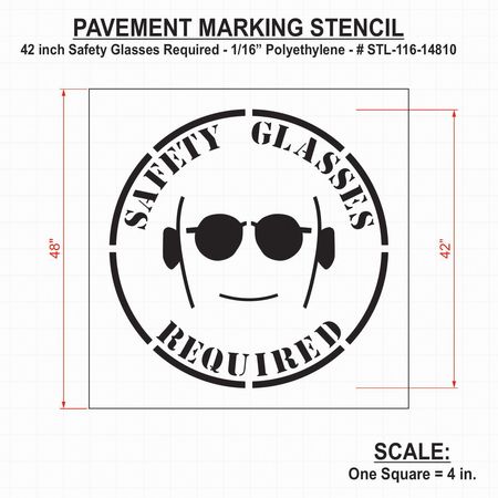 Rae Stencil, Safety Glasses Required, 42 in STL-116-14810