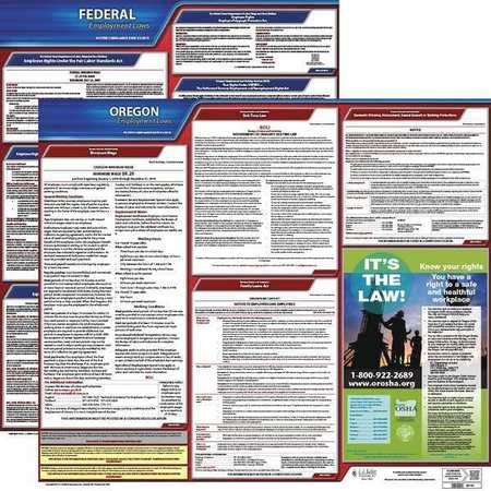 JJ KELLER LaborLaw Poster, Fed/STA, OR, ENG, 20inH, 3yr 100-OR-3