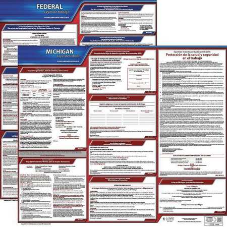 JJ KELLER Labor Law Poster, Fed/STA, MI, SP, 20inH, 3yr 200-MI-3