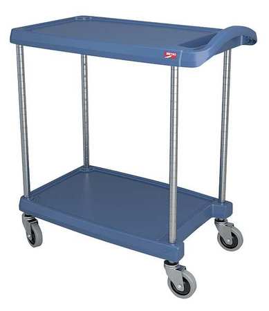 METRO Utility Cart with Antimicrobial Lipped Plastic Shelves, Polymer (Shelf), Flat, 2 Shelves, 300 lb MY1627-24BU
