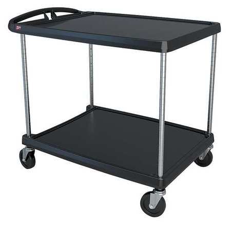 METRO Utility Cart with Lipped Plastic Shelves, Polymer (Shelf), Flat, 2 Shelves, 400 lb MY2636-24BL