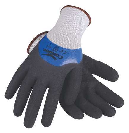 CONDOR Nitrile Coated Gloves, 3/4 Dip Coverage, Black/Blue, XL, PR 29JV99