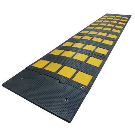 Zoro Select Speed Bump, Rubber, 1 1/8 in H, 9 ft L, 24 in W, Black/Yellow 29NH25