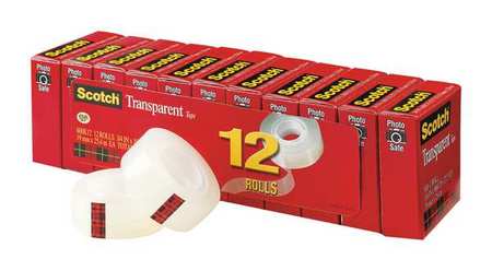 3M Office Tape, Clear, PK12 600K12