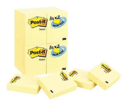 Post-It Sticky Notes, 1-1/2x2 In., Yellow, PK24 70005017911