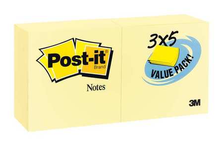 POST-IT Sticky Notes, 3x5 In., Yellow, PK24 655-24VAD