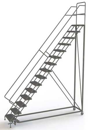 Tri-Arc 186 in H Steel Configurable Rolling Ladder, 15 Steps, 450 lb Load Capacity UKDEC115242