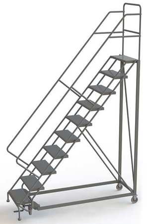 TRI-ARC 136 in H Steel Configurable Rolling Ladder, 10 Steps, 450 lb Load Capacity UKDEC110246
