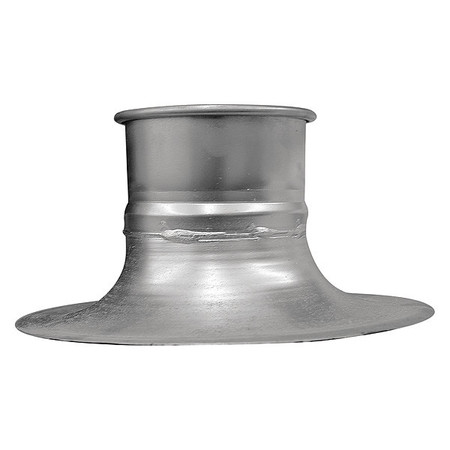 NORDFAB Round Bellmouth Adapter, 4 in Duct Dia, Galvanized Steel, 20 GA, 9" W, 4-1/2" L 8010004356