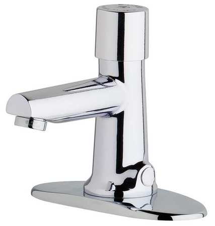 CHICAGO FAUCET Metering 4" Mount, 3 Hole Straight Spout Bathroom Faucet, Chrome plated 3501-4E2805ABCP