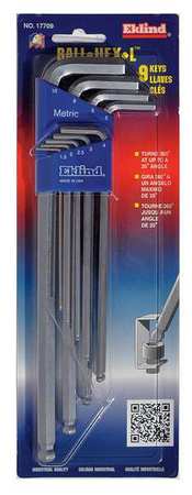 EKLIND 9 Piece Metric L-Shape Hex Key Set, 17709 17709