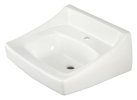 TOTO White Bathroom Sink, Vitreous China, Wall Mount Bowl Size 14-3/4" LT307#01