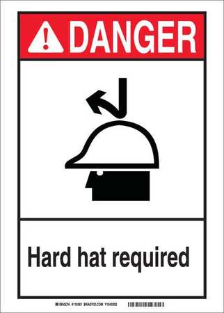 Brady Danger Sign, 10"Hx7"W, Vinyl, Header Legend Color: White 119371