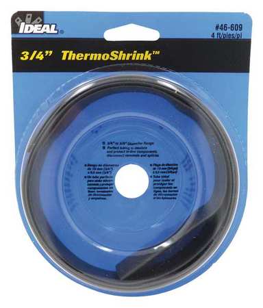 Ideal Shrink Tubing, 0.807in ID, Black, 4ft, PK5 46-609