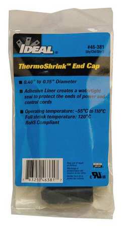 IDEAL Shrink End Cap, 0.55in ID, Blk, 1-3/4in, PK5 46-381