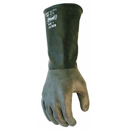 SHOWA Chemical Resistant Gloves, Butyl, S, PR 874-07