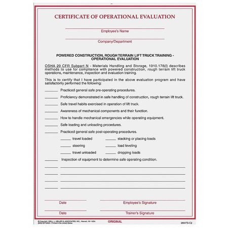 JJ KELLER Evaluation Form, Reg Compliance, PK50 4693