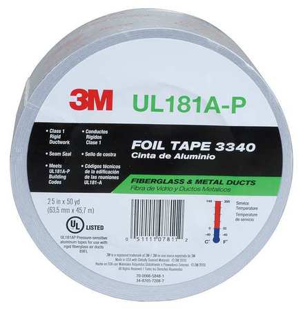 3M Foil Tape, 2-1/2 in. W x 50 yd., Clear 3340