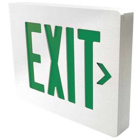 DUAL-LITE Exit Sign, Grn Letters, Wht Hsng, Dbl Face SEDGWE