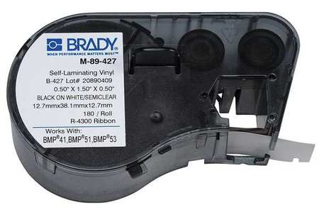 Brady Wire Marker Label, Black/White/Clear M-89-427