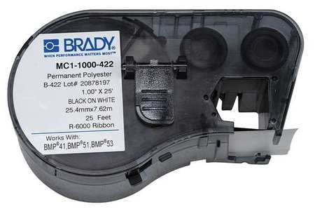 Brady Label Cartridge, Black/White, Polyester MC1-1000-422