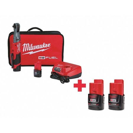 Milwaukee Tool M12(TM) 12V 3/8" Cordless Ratchet Kit 2557-22, 48-11-2420, 48-11-2420